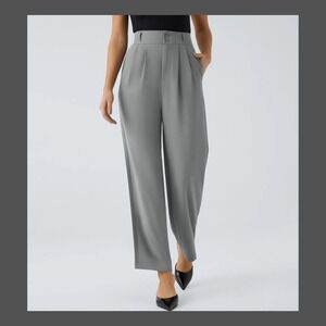 Halara Grey Pleated Wide Leg High Waisted Trousers Petite Large NWT